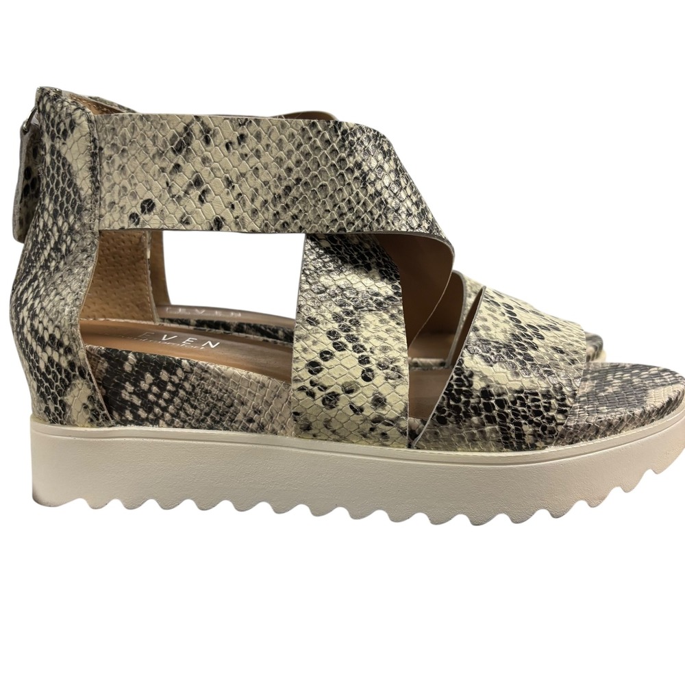 Steven Naturals Snakeskin Print‎ Platform Sandals Ankle Strap Zip Up 9.5